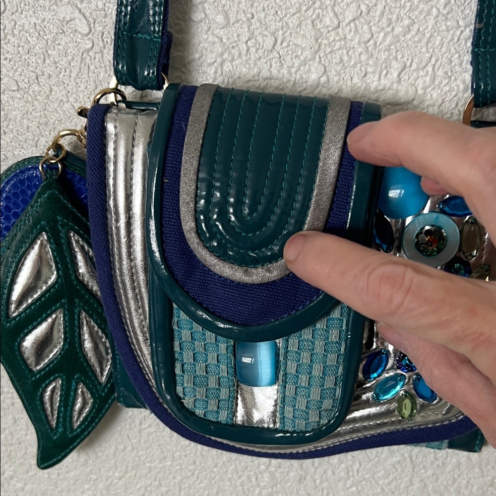 Bracher Emden London Teal and Silver Women's Bag Vintage - Picture 5 of 8